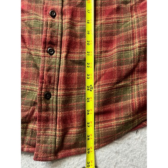 ORVIS Men's M Plaid Flannel Long Sleeve Button Up Shirt shacket pocket Red green - Picture 6 of 8